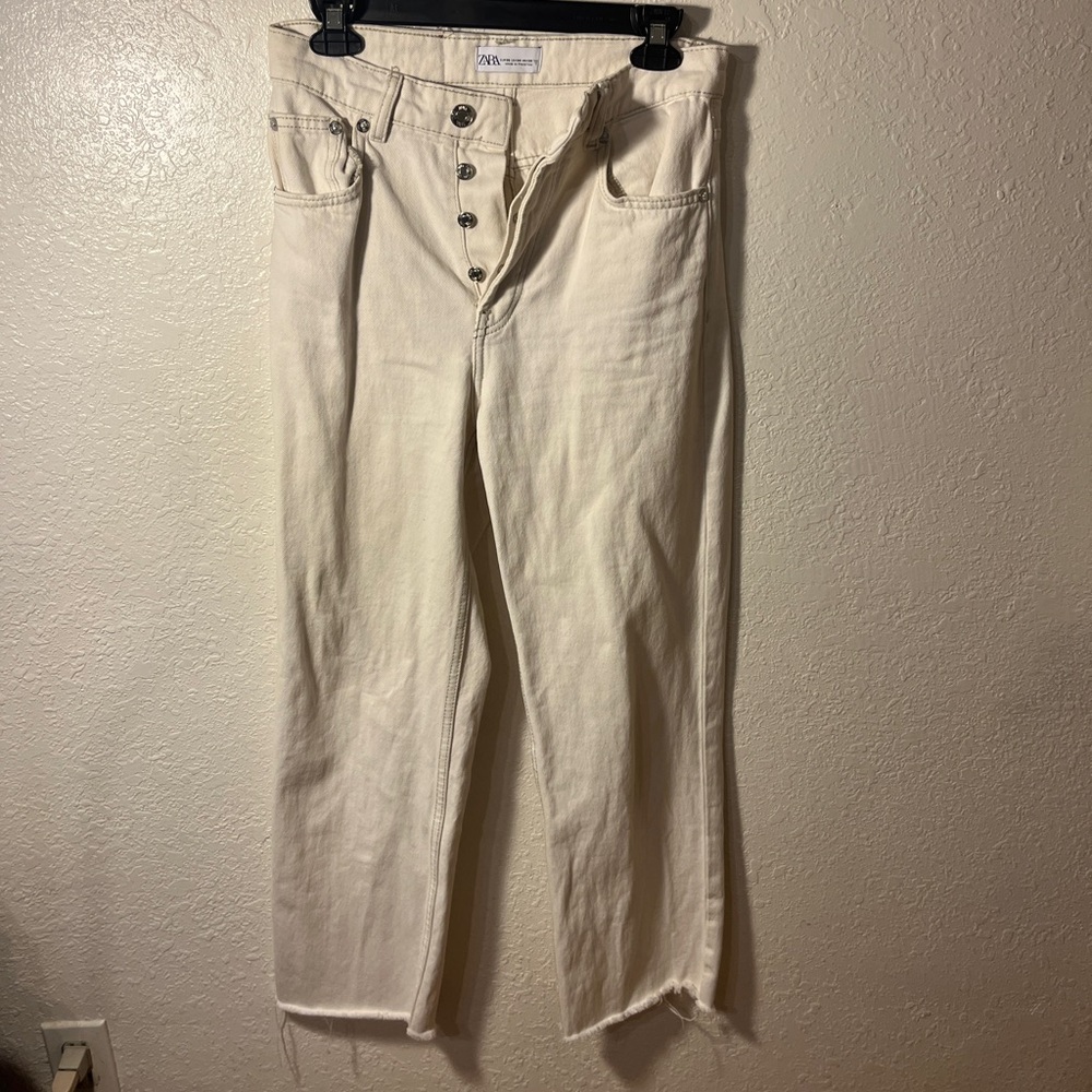 Zara high rise straight jeans